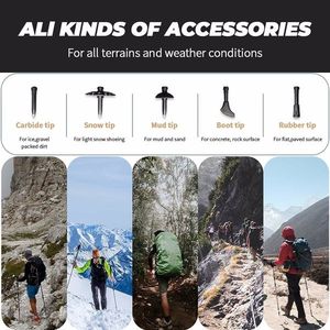 Coppia di Bastoncini da Trekking Regolabili Antiurto Pieghevoli in Alluminio Resistente per Camminata e Escursionismo, Modello per Mano Sinistra - Product Image 5