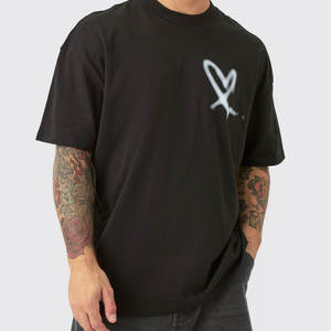 T-shirt décontracté d'été en coton noir à col rond et manches courtes pour homme, personnalisable avec logo, OEM, ODM, vente en gros de vêtements - Product Image 3