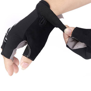 Summer <b>Half</b> Finger Breathable Cycling Gloves Black Gray Textile Weaving Adjustable Wrist Strap Unisex Racing Non <b>Slip</b> Hook Loop - Product Image 1