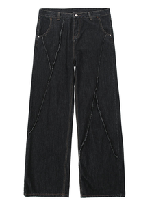 Pantalon en jean vintage délavé pour homme, style crayon, effet moustaches, tendance - Product Image 2