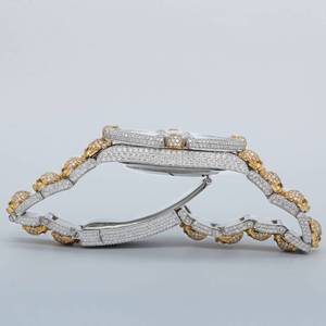 RB GEMS นาฬิกากลไกใช้ได้ทั้งชายและหญิงสุดหรูเพชรโมอิสสำหรับผู้ชายเคสทรงสี่เหลี่ยมที่เป็นเอกลักษณ์สายสแตนเลสสไตล์ฮิปฮอป - Product Image 5