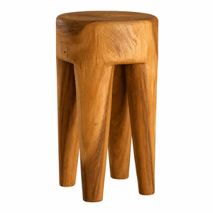 Tabouret Brutaliste en Bois Massif, Design Organique Moderne, Bois de Suar de Qualité Supérieure, Finition Miel, Table d'Appoint, Décoration Hôtelière, Vente Flash - Product Image 3
