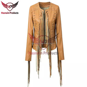Veste en cuir Western Cowgirl personnalisée pour femmes Manteau d'hiver court pour dames Vêtements d'extérieur en cuir élégants pour femmes - Product Image 4