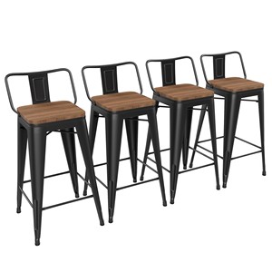 Tabouret de comptoir rond en cuir tanné industriel Aqdus Saleem AS-WLN7 avec structure en métal noir, vente en gros Moradabad - Product Image 2
