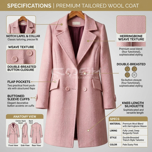 Manteau en laine rose uni élégant pour l'automne, coupe droite, de la sororité Delta Sigma, par Cosh International Greek Apparel - Product Image 5