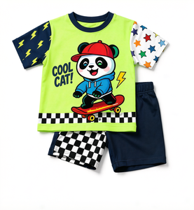 Conjunto de Ropa Casual de Verano para Niños, Camisa de Tela Suave con Pantalones Cortos, Atuendo Cómodo, Talla Personalizada, Cadena de Suministro al por Mayor - Product Image 4