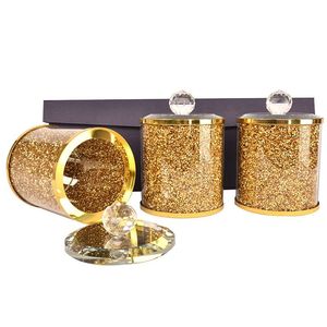 Ambrose frantumate vetro diamante contenitori di zucchero da tè eleganti vasetti per la conservazione del caffè con vassoio in scatola regalo squisita decorazioni per la casa - Product Image 1