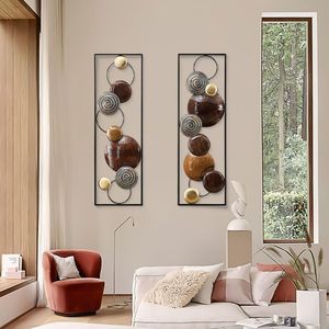 Arte Metálico Islámico para Pared, Juego de 2 Cuadros Verticales con Diseño de Unidad en Círculos, 12 x 36 Pulgadas, Decoración para el Hogar de Inspiración Árabe - Product Image 2