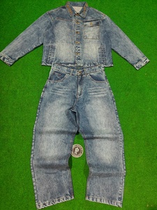 Clothing Manufacturer Custom Outfits <b>Embroidered</b> Denim <b>Jeans</b> Jacket Sets Oversized Heavyweight Denim Pants Sets for Men - Product Image 2