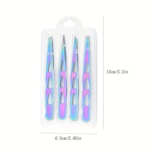 BAFA SURGICAL INSTRUMENTS – Kit de 4 pinces à épiler professionnelles pour sourcils, pointes droites, durables, légères, en acier inoxydable, design élégant - Product Image 3