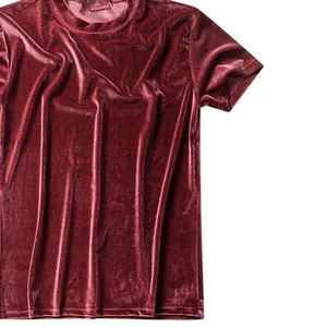 Professional Manufacture OEM Service New Design Women Velvet Eco Friendly Quick Dry Breathable T Shirts - Product Image 5