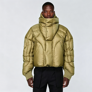 OEM 2026 Custom Plus Size Men <b>Crop</b> Hooded <b>Puffer</b> <b>Jacket</b> Oversized High Collar Streetwear Winter Warm Down <b>Jacket</b> logo - Product Image 1