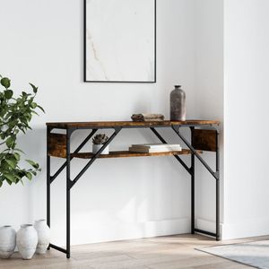 Table console en bois d'ingénierie et métal, finition chêne fumé - Product Image 1