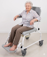 Chaise de douche mobile autopropulsée pour personnes à mobilité réduite, résistante à l'eau et à la corrosion