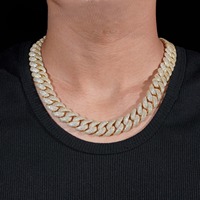 Collier chaîne cubaine plaqué argent pour homme, micro-pavé de moissanite, style hip-hop, pour anniversaire et usage quotidien