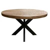 Mesa de comedor redonda de madera de mango sólido, acabado mate, estilo industrial vintage, mesa de comedor de madera con mango 2022