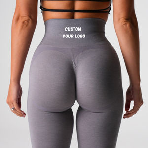 Leggings de yoga sans couture taille haute pour femme avec logo personnalisé, effet push-up fessier, pantalon d'entraînement froncé, contrôle du ventre, vêtements de sport actifs - Product Image 2