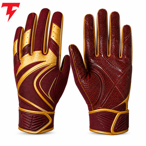 Full Finger American Football <b>Sports</b> <b>Gloves</b> Maroon Gold PU Non-Slip Hook And Loop Closure Men All Seasons - Product Image 4