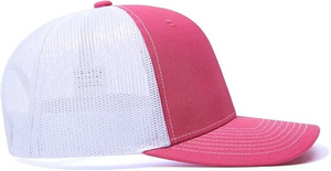 Unisex Mesh Trucker <b>Hat</b> 6-Panel Adjustable Cap Red White Contrast Color Casual Style Adult Spring <b>Summer</b> - Product Image 4