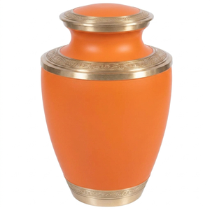 Urnas funerarias de latón de alta calidad y acabado verde para adultos, con hermosa banda grabada en oro, urnas conmemorativas. - Product Image 4