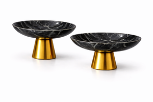 Elegant <b>White</b> Resin Decorative Bowls with Gold Base for Home Decor <b>Dining</b> <b>Table</b> Centerpiece Luxury Resin Bowls Set - Product Image 6