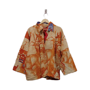 Fait à la main automne écologique respirant coton Kantha veste matelassée à manches longues col tournant bohème Vintage unisexe - Product Image 1