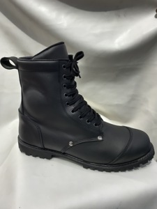 Bottes de course unisexes, bottes à hauteur de cheville, chaussures de moto à lacets, chaussures en cuir noir - Product Image 3