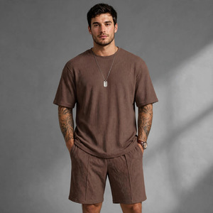 Manufacturer Plus Size Tracksuits for Men 2 Piece Y2K Streetwear Oversized Custom LOGO 100%cotton Sports t Shirt for Men's Sets - Product Image 1