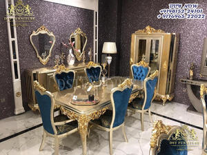 ชุดเฟอร์นิเจอร์ห้องอาหารสไตล์ฝรั่งเศสแกะสลักด้วยมือ  ชุดเฟอร์นิเจอร์ห้องอาหารแกะสลักแบบคลาสสิก  โต๊ะอาหารสีทองหรูหรา - Product Image 6