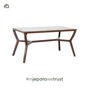 Table de salle à manger moderne en teck massif de luxe, ensemble de meubles commerciaux robustes pour bistrot et salon - Product Image 3