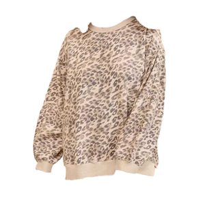 Sudadera Oversize de Camuflaje para Mujer, Cuello Redondo, Hombros Caídos, Manga Larga, Tejido de Punto, Estilo Otoñal - Product Image 1