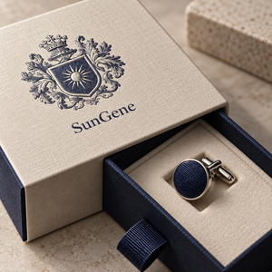 กล่องใส่กระดุมข้อมือแบบสั่งทำรุ่น SunGene Crest Edition สำหรับการนำเสนอสินค้าปลีก - Product Image 3