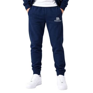 Navy Blue Men's Sweatpants <b>Elastic</b> <b>Waist</b> Jogger <b>Trousers</b> Tapered Fit Casual Athletic Bottoms <b>With</b> Side Pockets Daily Wear - Product Image 1