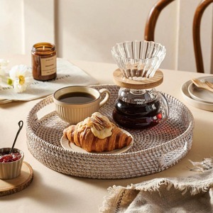 Plateau décoratif moderne en rotin tressé à la main pour plantes, idéal pour anniversaires, usage quotidien, réceptions de fêtes, collection artisanale rustique pour la maison. - Product Image 5