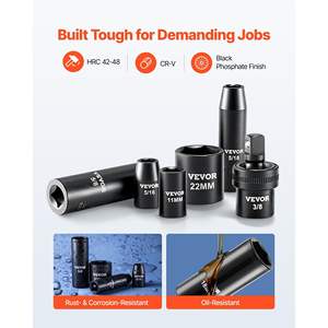 Set di 50 Bussole a Impatto da 3/8 Pollici, Profonde e Poco Profonde, 6 Punte, SAE/Metriche (5/16-22mm), Acciaio Cr-V, Barre di Prolunga 3-6, Modello D0100XFPT07 - Product Image 2