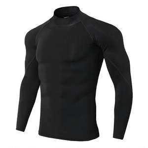T-shirt de sport ajusté pour homme, logo personnalisé, vêtements de compression pour la gym, respirant, vente en gros - Product Image 2