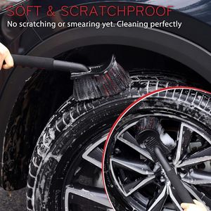 Brosse de lavage de voiture douce de 17,5 pouces avec long manche, poils souples, grattoir pour pneus et carrosserie, sûre pour le nettoyage des flancs des roues - Product Image 6