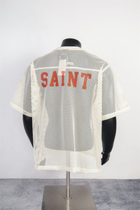 Camiseta Deportiva Corta de Malla Oversize Unisex Estilo Vintage, Personalizada OEM, Cuello Redondo, para Fans, Blanca, de Fútbol Americano - Product Image 2