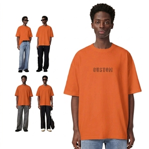 T-shirt pour hommes grande taille |   T-shirt surdimensionné imprimé en coton lourd 280g, streetwear, hauts décontractés - Product Image 4