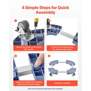 Carrello Portarifiuti Resistente con 4 Ruote Bloccabili, Capacità 440 libbre, Base Regolabile 15-22.8 Pollici per Contenitori Regolabili 15-22.8 Pollici - Product Image 4