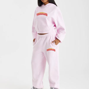 UrbanGazer Women's <b>Pink</b> Hooded Sweatshirt & Sweatpants Set Full Sleeve Loose Fit Casual <b>Tracksuit</b> With Side Pockets - Product Image 1
