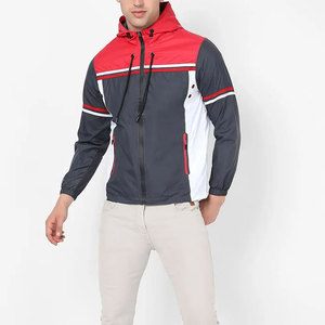Veste de randonnée coupe-vent pour homme, à blocs de couleur, avec capuche et fermeture éclair, style sportif, pour l'automne, en polyester - Product Image 4