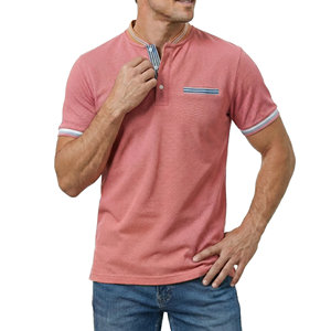 Manufacturer Price Men's <b>Grandad</b> Collar Polo <b>Shirts</b> Custom Logo Slim Fit Soft Fabric Breathable <b>Short</b> <b>Sleeve</b> Polo <b>Shirts</b> For Men - Product Image 5