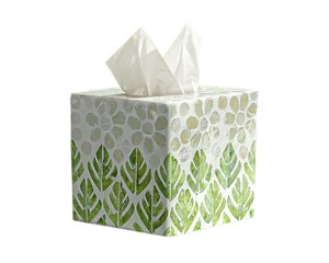 Caja de pañuelos de madera hecha a mano con incrustaciones de nácar para decoración del hogar - Product Image 1