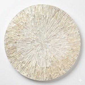 Assiette de présentation moderne en nacre incrustée, nappe bleue pour événements de mariage haut de gamme et décoration de table de maison de style côtier - Product Image 5