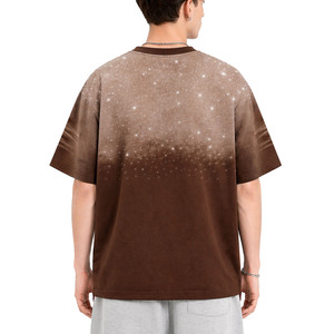 T-shirt Homme Personnalisé 2026 Marron Délavé à l'Acide, Style Punk avec Strass, Col Rond Décontracté, Manches Courtes, Haut d'Été Streetwear - Product Image 3