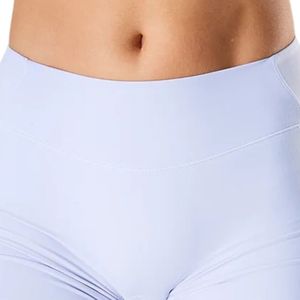 Shorts de compression taille basse bleu clair pour femme, extensibles, pour la gym, l'entraînement, la course, le yoga, le fitness et le sport - Product Image 4