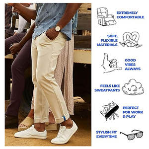 Pantalones Chinos para Hombre, Corte Clásico, Elásticos, Cómodos, Flexibles, Casuales, para Oficina, Trabajo, Pantalones de Vestir, Ajustados, Rectos, Mezcla de Algodón - Product Image 4