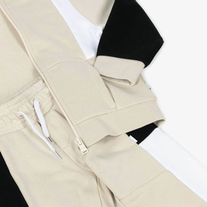 Ensemble sweat à capuche et pantalon en molleton de coton pour garçons Beige Noir Blanc Enfants 2 pièces - Product Image 6