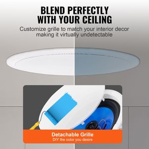 Lot de 2 enceintes de plafond encastrées de 8 pouces pour intérieur, 50W, impédance 8 ohms, sensibilité 89 dB - Product Image 4